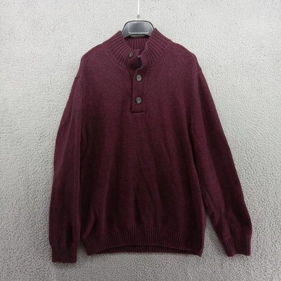 American Eagle Sweater Mens Large Maroon Heather Knit Seriously Soft Mockneck - Picture 1 of 7